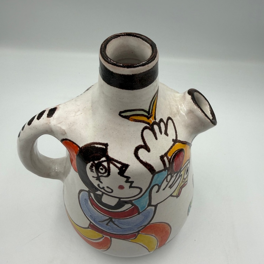 De Simone Italy Hand Painted Pottery Pitcher Folk Art Ceramic Jug Signed 08 - Picture 5 of 7